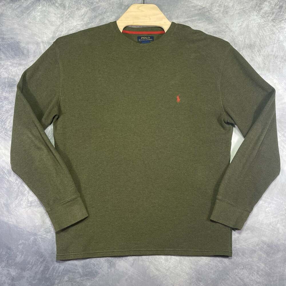 Polo Ralph Lauren Waffle Knit Thermal Long Sleeve Shirt Size XL Green
